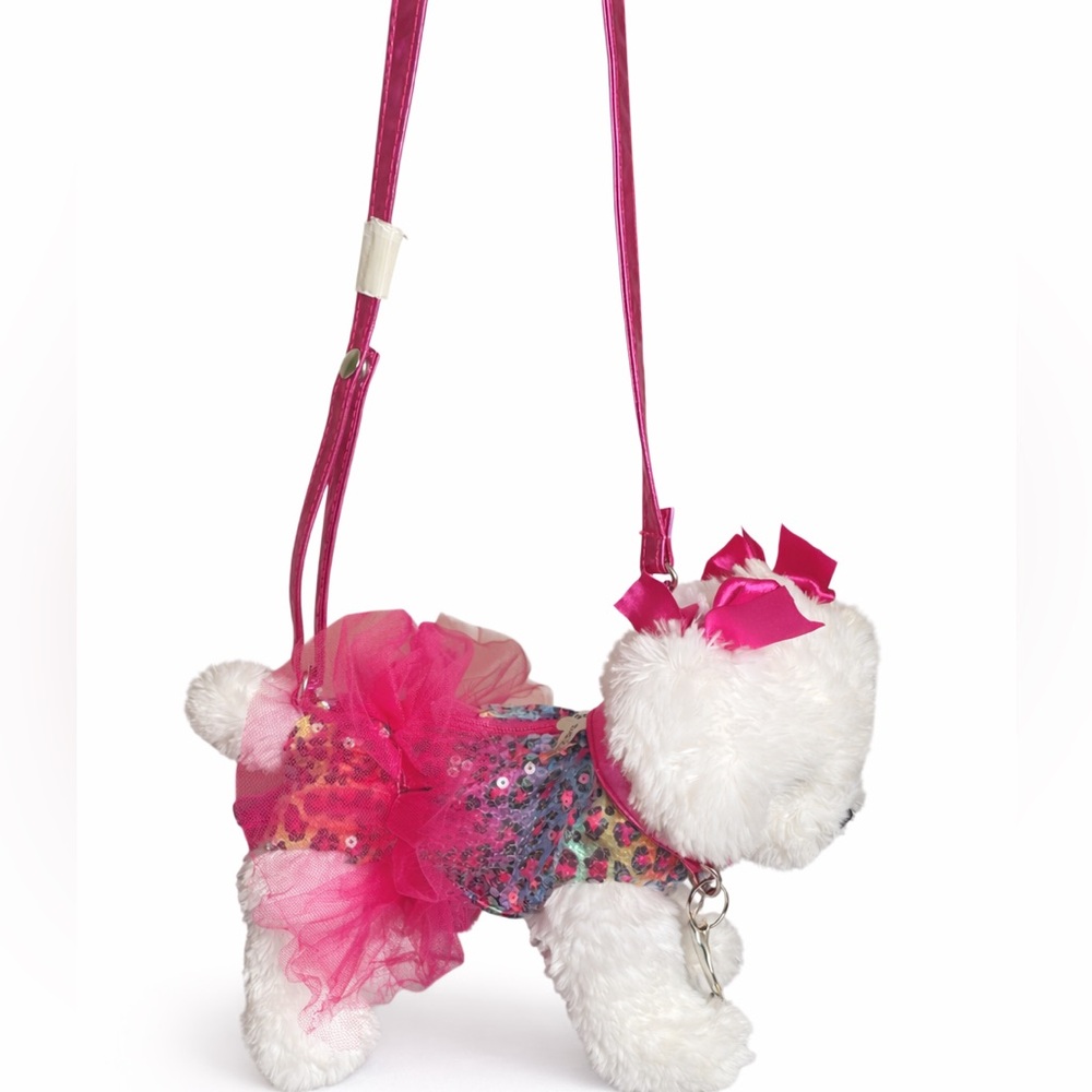 Poochie & Co Plush Puppy Purse White Maltese Sequin Tutu Discontinued